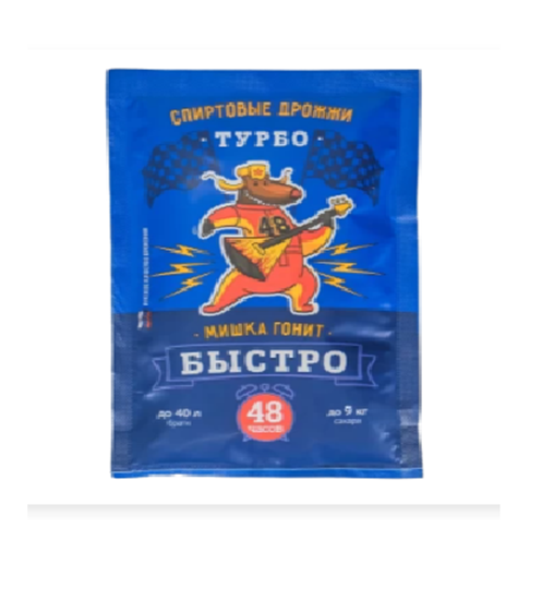 Изображение ДРОЖЖИ СПИРТОВЫЕ ТУРБО МИШКА ГОНИТ "БЫСТРО 48 ЧАСОВ", 130 Г